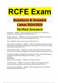 RCFE Exam Questions & Answers Latest 2024/2025 Verified Answers