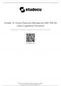 Chapter 12- Human Resource Management AND THE SA Labour Legislative Framework