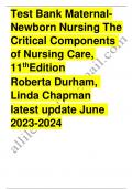 Test bank maternal newborn nursing latest update june the critical components of nursing care 11th edition robert adurham linda chapman / All chapters /2024 Updated / Rated A+