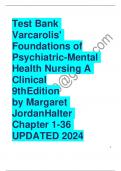Test bank varcarolis foundations of psychiatric mental health nursing a clinical 9th edition by mar /All chapters / Updated 2024 /Rated A+