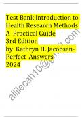 Test bank introduction to health research methods a practical guide 3rd edition by kathryn h. jacobsen /All chapters / Updated 2024 /Rated A+