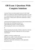 OB Exam 1 Questions With Complete Solutions