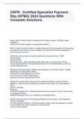 CSPR - Certified Specialist Payment Rep (HFMA) 2024 Questions With Complete Solutions.