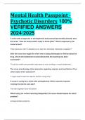 Mental Health Passpoint - Psychotic Disorders 100%  VERIFIED ANSWERS  2024/2025