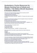 Hockenberry: Evolve Resources for Wong's Nursing Care of Infants and Children, 11th Edition-NCLEX Questions & Answers (Rated A+)