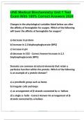 UNE Medical Biochemistry Unit 1 Test Exam With 100% Correct Answers 2024