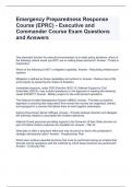 Emergency Preparedness Response Course (EPRC) - Executive and Commander Course Exam Questions