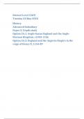 Edexcel Level 3 GCE Tuesday 23 May 2023 History Advanced Subsidiary Paper 2: Depth study Option 2A.1: Anglo-Saxon England and the Anglo-Norman Kingdom, c1053-1106 Option 2A.2: England and the Angevin Empire in the reign of Henry II, 1154-89