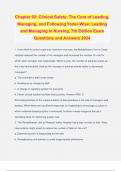 Chapter 02: Clinical Safety: The Core of Leading, Managing, and Following Yoder-Wise: Leading and Managing in Nursing, 7th Edition Exam Questions and Answers 2024