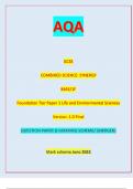 AQA GCSE COMBINED SCIENCE: SYNERGY 8465/1F Foundation Tier Paper 1 Life and Environmental Sciences Version: 1.0 Final G/LM/Jun23/E7 8465/1F (JUN2384651F01) GCSE COMBINED SCIENCE: SYNERGY| QUESTION PAPER & MARKING SCHEME/ [MERGED] Marking scheme June 2023