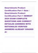 Smartsheets Product Certification Part 1 Quiz / Smartsheets Product Certification Part 1 NEWEST 2024 EXAM COMPLETE QUESTIONS AND CORRECT DETAILED ANSWERS WITH RATIONALES VERIFIED ANSWERS ALREADY GRADED A+