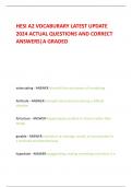 HESI A2 VOCABURARY LATEST UPDATE 2024 ACTUAL QUESTIONS AND CORRECT ANSWERS|A GRADED