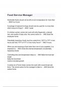 Food Service Manager Exam Questions with correct Answers 2024/2025( A+ GRADED 100% VERIFIED).