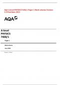 AQA A-LEVEL PHYSICS 7408-1 Paper 1 Mark scheme June 2023.