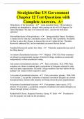 Straighterline US Government Chapter 12 Test Questions with Complete Answers,  A+