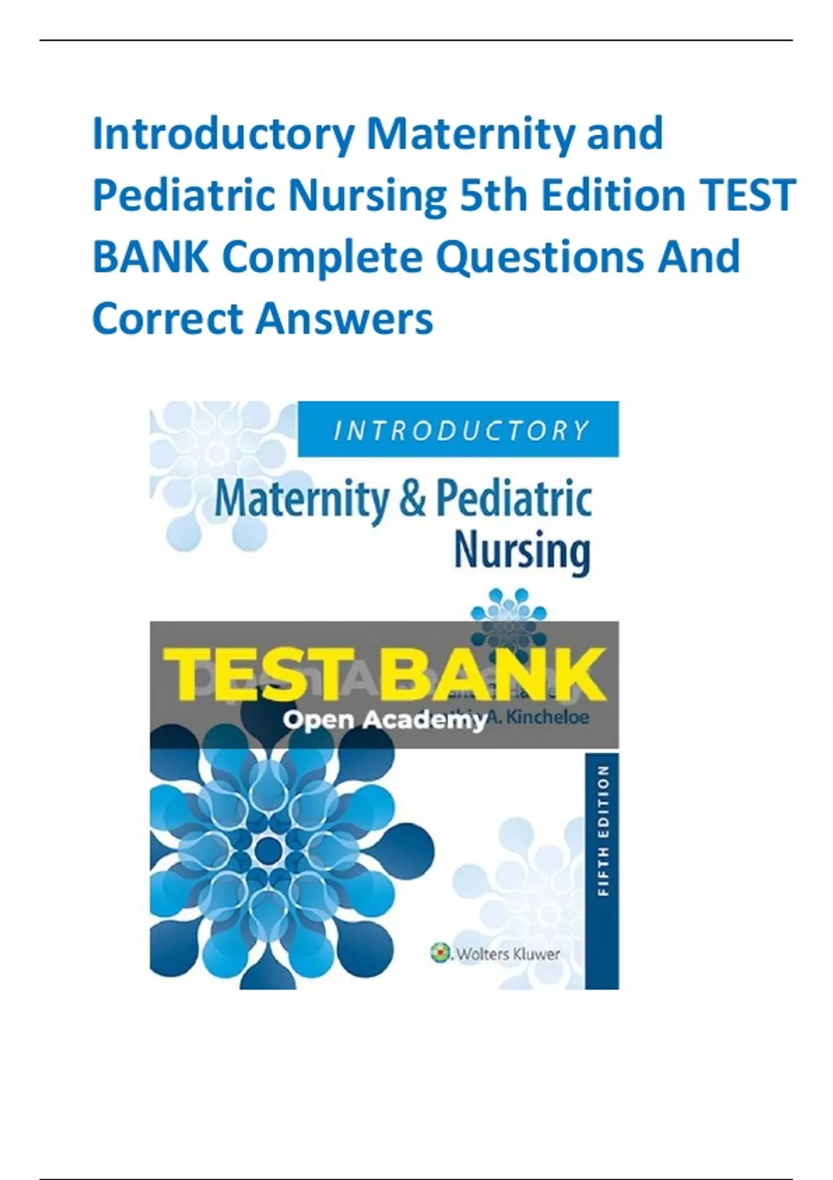 Introductory Maternity & Pediatric Nursing