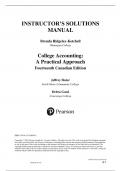 INSTRUCTOR’S SOLUTIONS MANUAL  Brenda Ridgeley-Ketchell  College Accounting:  A Practical Approach  Fourteenth Canadian Edition