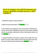 FTCE K-6 Subject Area MATH Questions and Answers 2024/2025 (Verified Answers) | 100% CORRECT