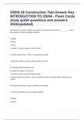 OSHA 30 Construction Test Answer Key INTRODUCTION TO OSHA - Flash Cards study guide questions and answers 2024(updated)