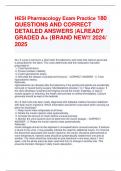 HESI Pharmacology Exam Practice 180  QUESTIONS AND CORRECT  DETAILED ANSWERS |ALREADY  GRADED A+ (BRAND NEW!! 2024/  2025