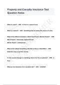 Property and Casualty Insurance Test Question Notes QUESTIONS & ANSWERS 2024 ( A+ GRADED 100% VERIFIED)