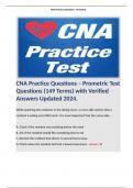 CNA Practice Questions – Prometric Test Questions (149 Terms) with Verified Answers Updated 2024. 