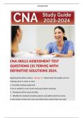 CNA SKILLS ASSESSMENT TEST QUESTIONS (35 TERMS) WITH DEFINITIVE SOLUTIONS 2024. 