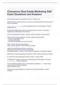 Champions Real Estate Marketing SAE Exam Questions and Answers (Graded A)