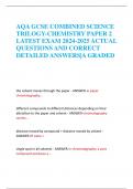 AQA GCSE COMBINED SCIENCE TRILOGY-CHEMISTRY PAPER 2 LATEST EXAM 2024-2025 ACTUAL QUESTIONS AND CORRECT DETAILED ANSWERS|A GRADED