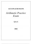 ACCUPLACER MATH ARITHMETIC LATEST PRACTICE EXAM Q & A 2024