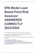 EPA Model Lead  Based Paint Risk  Assessor ANSWERED  CORRECTLY  2023//2024