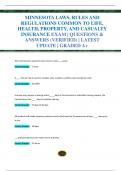 MINNESOTA LAWS, RULES AND  REGULATIONS COMMON TO LIFE,  HEALTH, PROPERTY, AND CASUALTY  INSURANCE EXAM | QUESTIONS &  ANSWERS (VERIFIED) | LATEST  UPDATE | GRADED A+