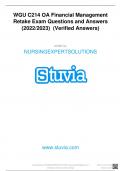 WGU C214 OA Financial Management Retake Exam Questions and Answers (2022/2023) (Verified Answers)