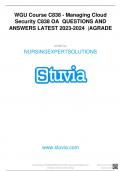 WGU Course C838 - Managing Cloud Security C838 OA QUESTIONS AND ANSWERS LATEST 2023-2024 |AGRAD