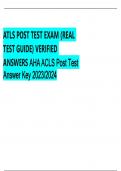BEST ANSWERS ATLS POST TEST EXAM (REAL  TEST GUIDE) VERIFIED ANSWERS AHA ACLS Post Test  Answer Key 2023/2024