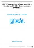 NEW!!! Texas all lines adjuster exam | 378 Questions with 100% Correct Answers GRADEDA