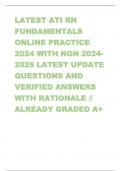 LATEST ATI RN FUNDAMENTALS ONLINE PRACTICE 2024 WITH NGN 20242025 LATEST UPDATE QUESTIONS AND VERIFIED ANSWERS WITH RATIONALE // ALREADY GRADED A+