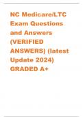 NC Medicare/LTC Exam Questions and Answers (VERIFIED  ANSWERS) (latest  Update 2024) GRADED A+           