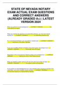 STATE OF NEVADA NOTARY EXAM ACTUAL EXAM QUESTIONS AND CORRECT ANSWERS (ALREADY GRADED A+) | LATEST VERSION 2024