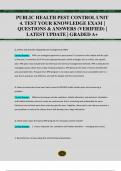 PUBLIC HEALTH PEST CONTROL UNIT  4. TEST YOUR KNOWLEDGE EXAM |  QUESTIONS & ANSWERS (VERIFIED) |  LATEST UPDATE | GRADED A+