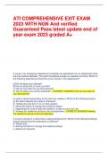 ATI COMPREHENSIVE EXIT EXAM 2023 WITH NGN And verified Guaranteed Pass latest update end of year exam 2023 graded A+ A nurse in an emergency department completes an assessment on an adolescent client that has conduct disorder. The client threatened suicid