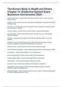 The Human Body in Health and Illness Chapter 14 -Endocrine System Exam Questions And Answers 2024