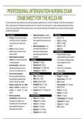 PROFESSIONAL INTERGRATION NURSING EXAM CRAM SHEET FOR THE NCLEX-RN