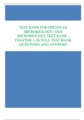 TEST BANK FOR OPENSTAX  MICROBIOLOGY / OSX  MICROBIOLOGY TEST BANK - CHAPTER 1-26/ FULL TEST BANK QUESTIONS AND ANSWERS