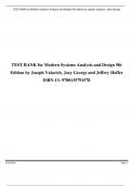 TEST BANK for Modern Systems Analysis and Design 9th  Edition by Joseph Valacich, Joey George and Jeffrey Hoffer A+