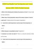 SNHD Food Handler Card Test Questions and Answers (2024 / 2025) (Verified Answers)