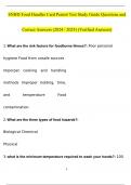 SNHD Food Handler Card Permit Test Study Guide Questions and Answers (2024 / 2025) (Verified Answers)