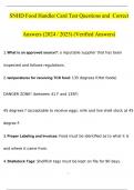 SNHD Food Handler Card Test Questions and Answers (2024 / 2025) (Verified Answers)