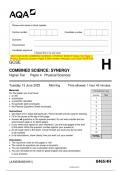 2023 AQA GCSE COMBINED SCIENCE: SYNERGY 8465/4H Higher Tier Paper 4 Physical Sciences Question Paper & Mark scheme (Merged) June 2023 [VERIFIED]