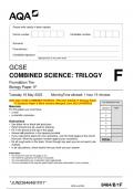 2023 AQA GCSE COMBINED SCIENCE: TRILOGY 8464/B/1F Biology Paper 1F Question Paper & Mark scheme (Merged) June 2023 [VERIFIED]